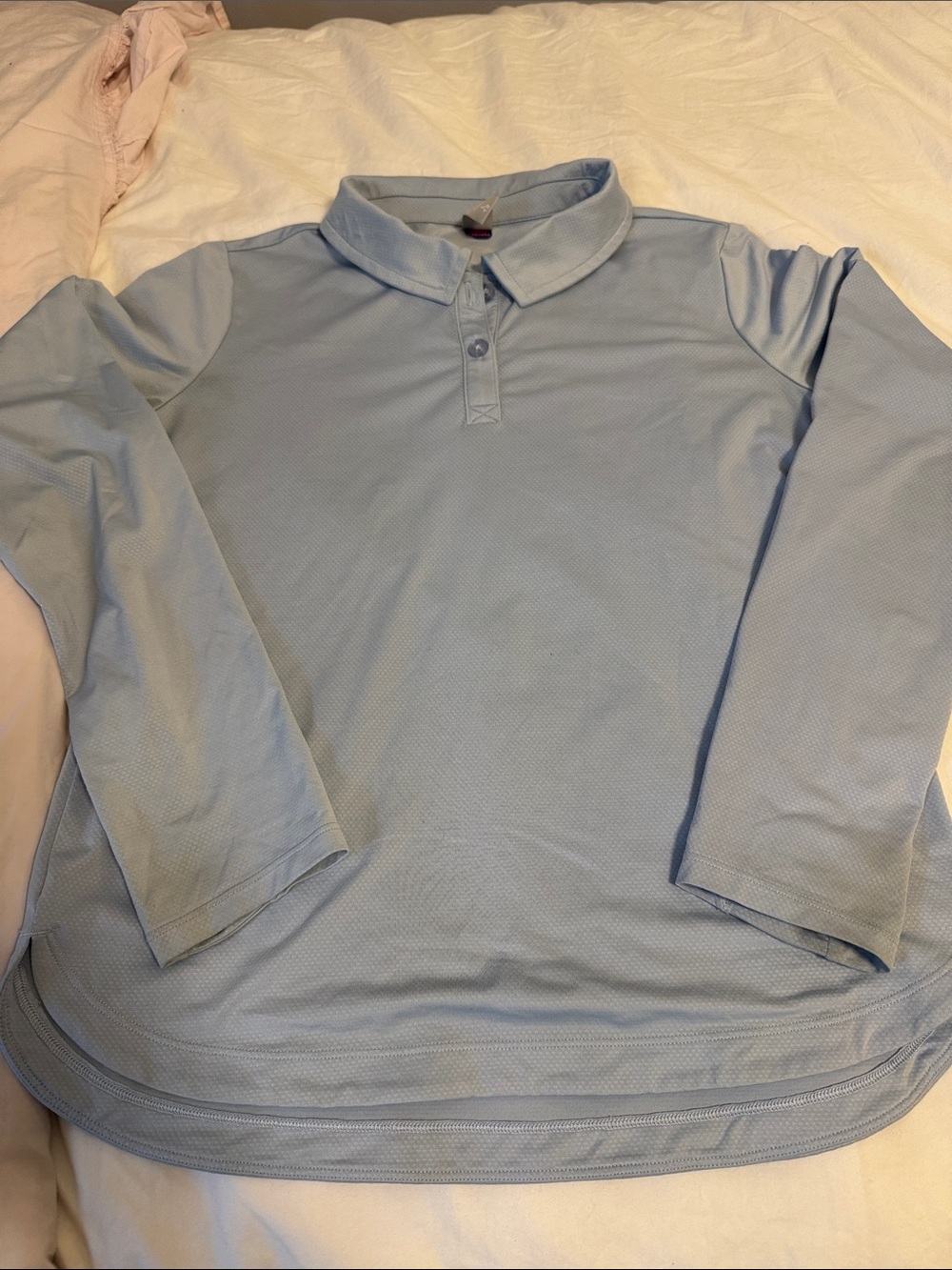 Athleta Girls  size L (12) Light Blue Long-Sleeve Polo Shirt